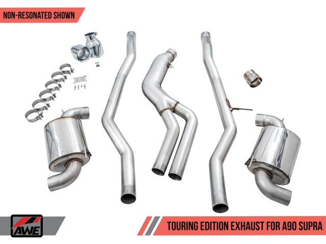 AWE 2020 Toyota Supra A90 Non-Resonated Touring Edition Exhaust - 5in Chrome Silver Tips - RPL Performance