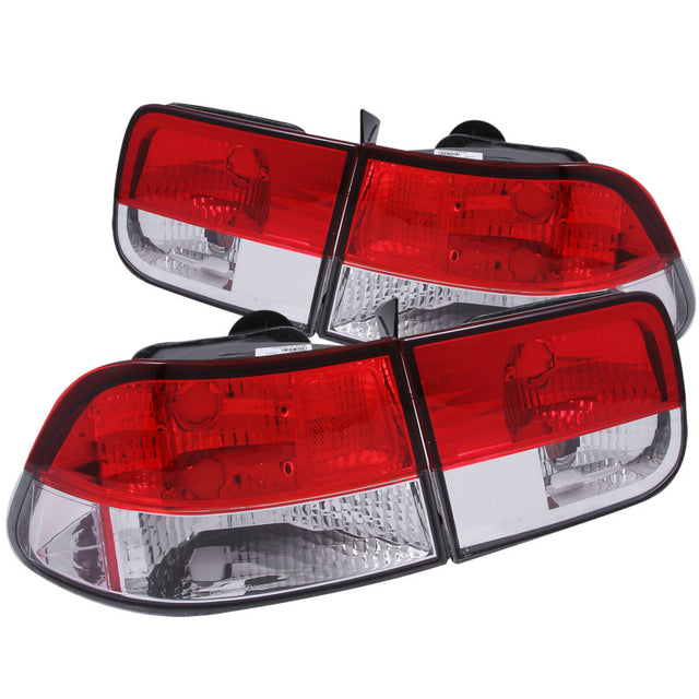ANZO 1996-2000 Honda Civic Taillights Red/Clear - RPL Performance
