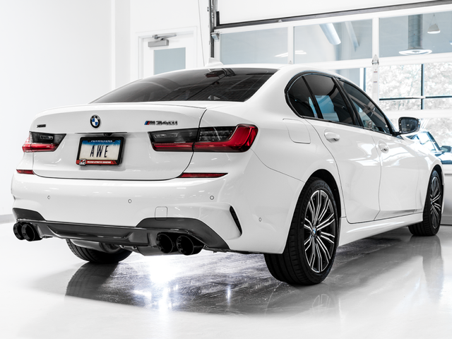AWE Tuning 2019+ BMW M340i (G20) Non-Resonated Touring Edition Exhaust - Quad Diamond Black Tips - RPL Performance