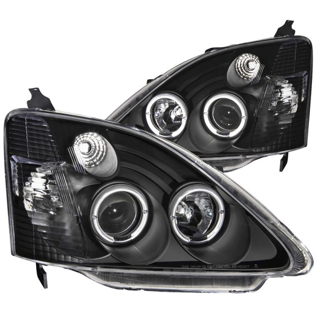 ANZO 2002-2004 Honda Civic Projector Headlights w/ Halo Black - RPL Performance