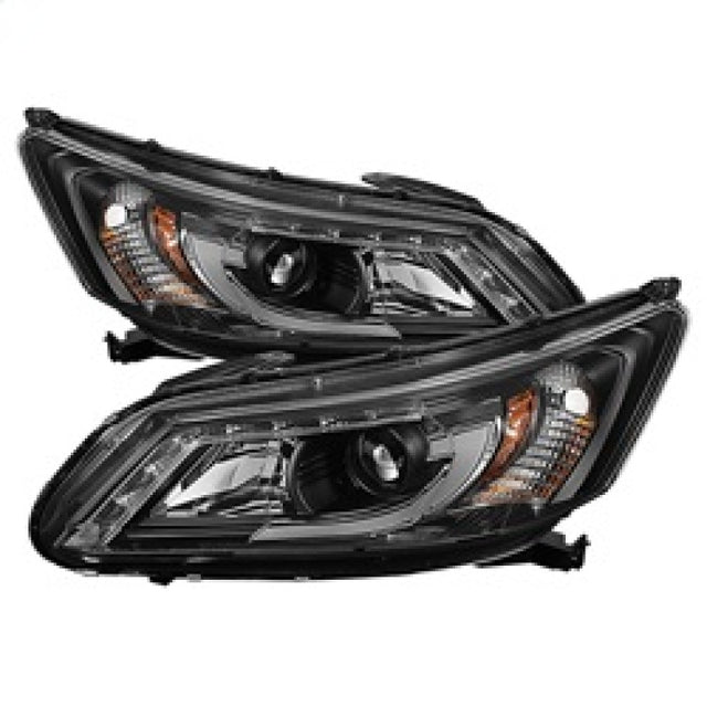 Spyder Honda Accord 2013-2015 4DR Projector Headlights Light Bar DRL Black PRO-YD-HA13-LBDRL-BK - RPL Performance