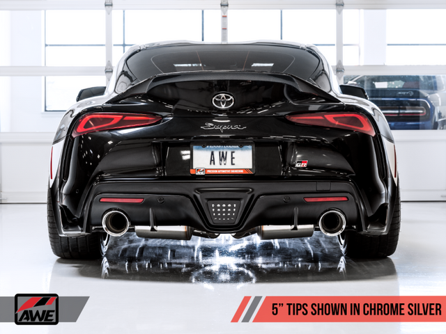 AWE 2020 Toyota Supra A90 Non-Resonated Touring Edition Exhaust - 5in Chrome Silver Tips - RPL Performance