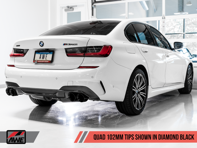 AWE Tuning 2019+ BMW M340i (G20) Resonated Touring Edition Exhaust - Quad Diamond Black Tips - RPL Performance