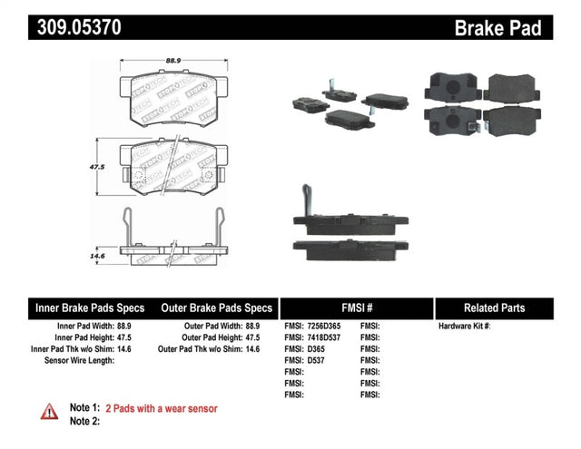 StopTech Performance 00-09 Honda S2000 / 92-07 Accord / 04-10 Acura TSX / 02-06 RSX Rear Brake Pads - RPL Performance