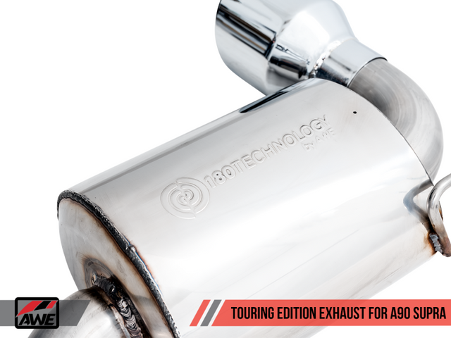 AWE 2020 Toyota Supra A90 Resonated Touring Edition Exhaust - 5in Chrome Silver Tips - RPL Performance