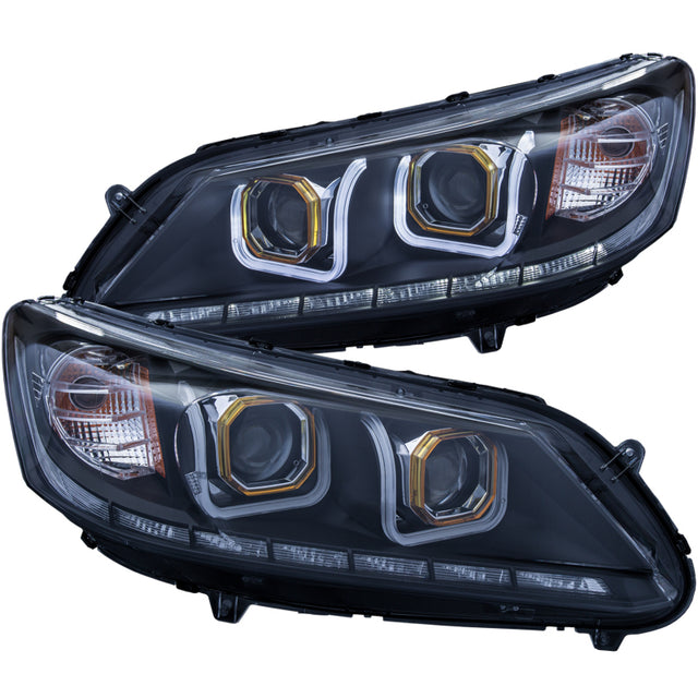 ANZO 2013-2015 Honda Accord Projector Headlights w/ U-Bar Black - RPL Performance