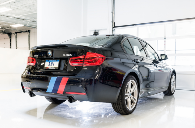 AWE Tuning BMW F3X 340i Touring Edition Axle-Back Exhaust - Diamond Black Tips (90mm) - RPL Performance
