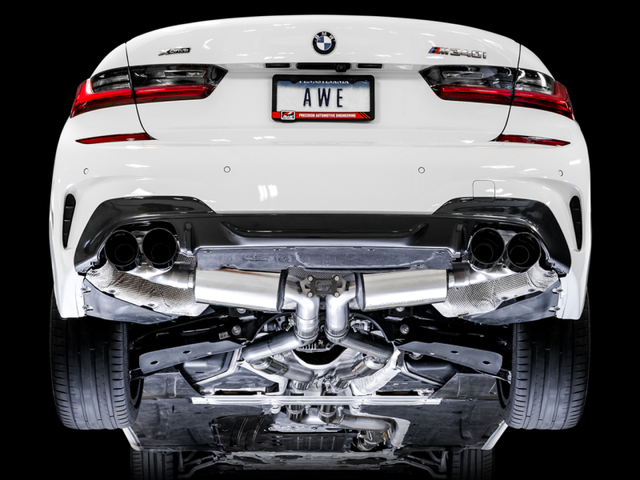 AWE Tuning 2019+ BMW M340i (G20) Non-Resonated Touring Edition Exhaust - Quad Diamond Black Tips - RPL Performance