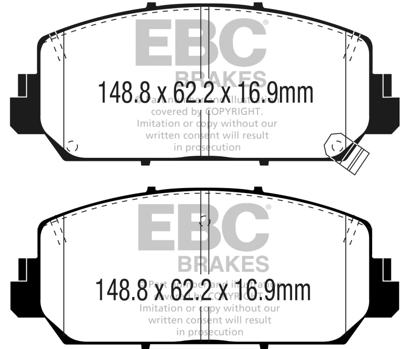 EBC 16+ Acura ILX 2.4 Yellowstuff Front Brake Pads - RPL Performance