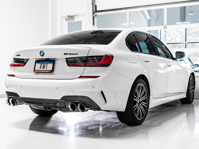 AWE Tuning 2019+ BMW M340i (G20) Resonated Touring Edition Exhaust - Quad Chrome Silver Tips - RPL Performance