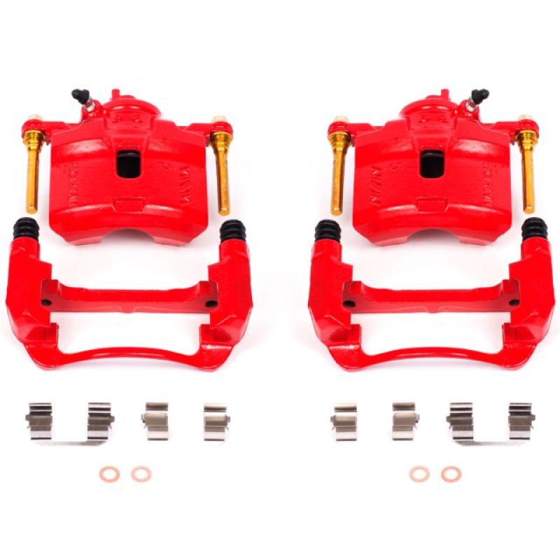 Power Stop 92-96 Honda Prelude Front Red Calipers w/Brackets - Pair - RPL Performance