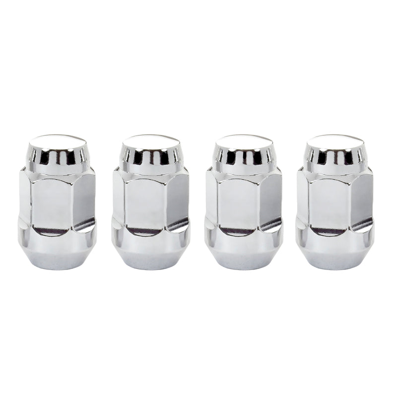 McGard Hex Lug Nut (Cone Seat Bulge Style) M12X1.5 / 3/4 Hex / 1.45in. Length (4-Pack) - Chrome - RPL Performance