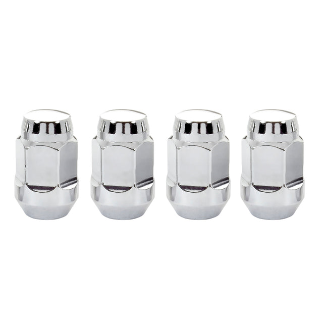 McGard Hex Lug Nut (Cone Seat Bulge Style) M12X1.5 / 3/4 Hex / 1.45in. Length (4-Pack) - Chrome - RPL Performance