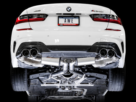 AWE Tuning 2019+ BMW M340i (G20) Resonated Touring Edition Exhaust - Quad Chrome Silver Tips - RPL Performance