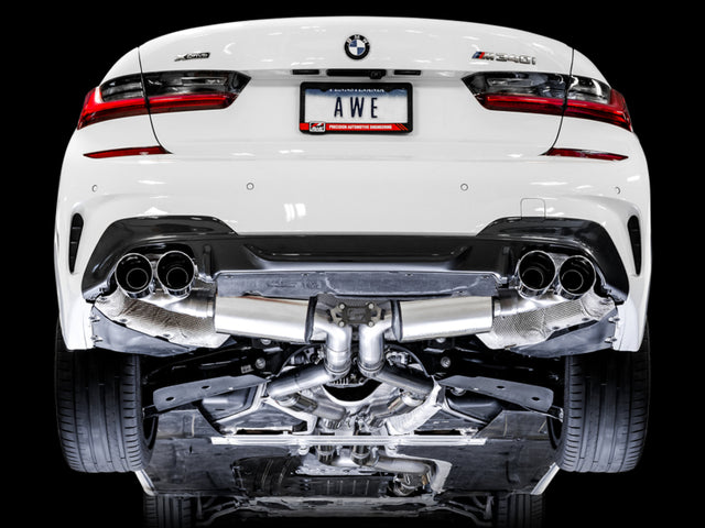 AWE Tuning 2019+ BMW M340i (G20) Resonated Touring Edition Exhaust - Quad Chrome Silver Tips - RPL Performance