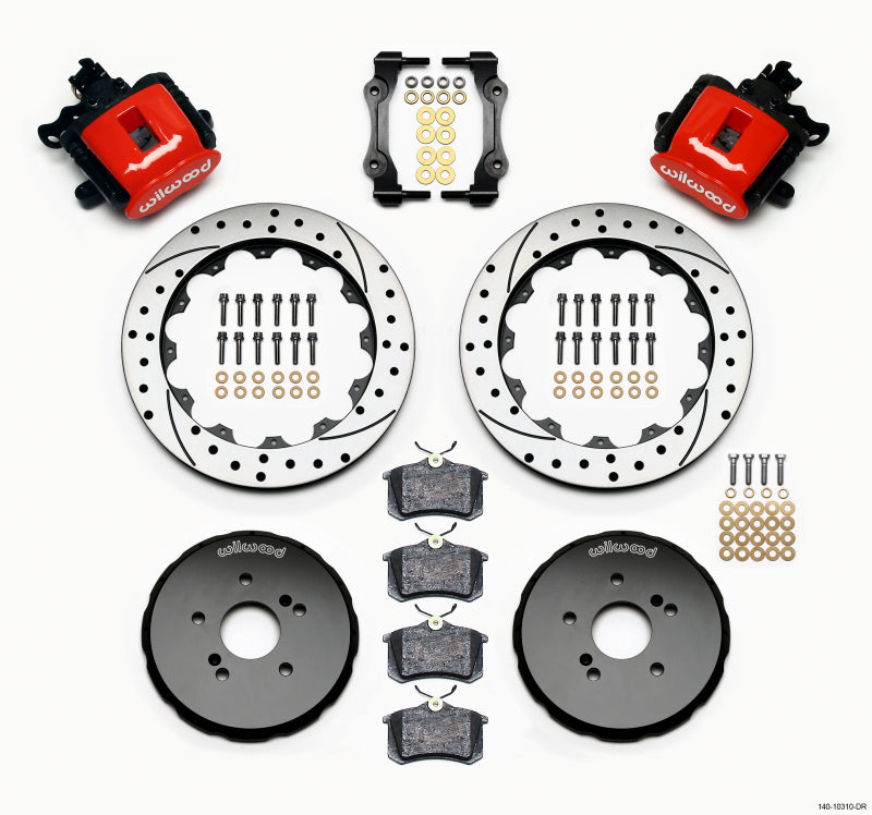 Wilwood Combination Parking Brake Rear Kit 12.88in Drilled Red Honda S2000 - RPL Performance