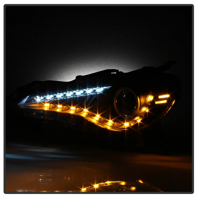 Spyder Scion FRS 12-14 Projector Headlights DRL LED Black PRO-YD-SFRS12-BK - RPL Performance