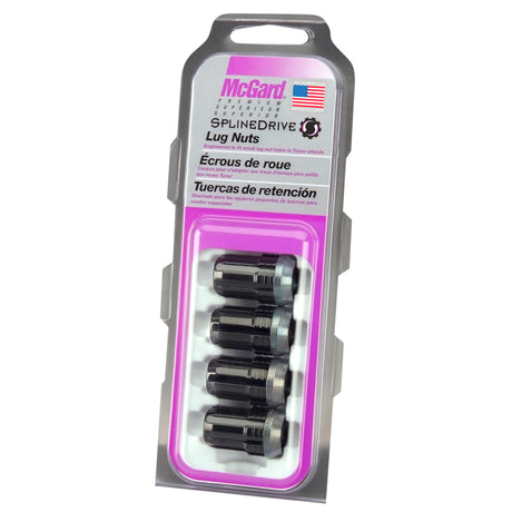 McGard SplineDrive Lug Nut (Cone Seat) M12X1.5 / 1.24in. Length (4-Pack) - Black (Req. Tool) - RPL Performance