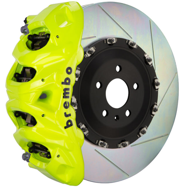 Brembo 17-20 Civic Si Sedan Front GT BBK 4 Piston Cast 345x28 2pc Rotor Slotted Type1-Fluo. Yellow