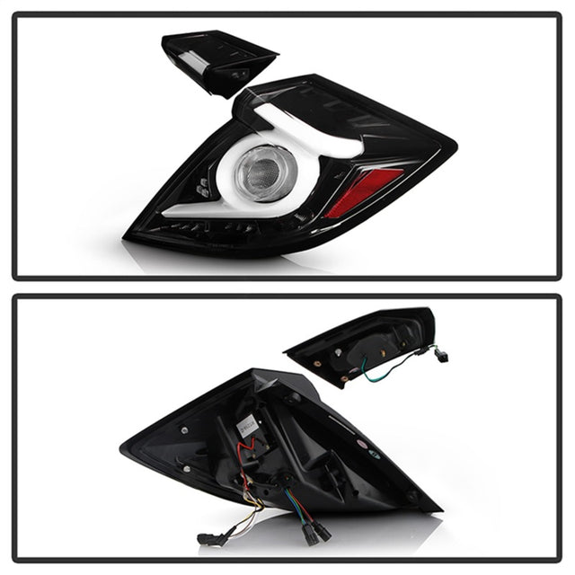 Spyder 16-19 Honda Civic 5 Door Hatchback Light Bar LED Tail Lights - Black Chrome(ALT-YD-HC16HB-BC) - RPL Performance