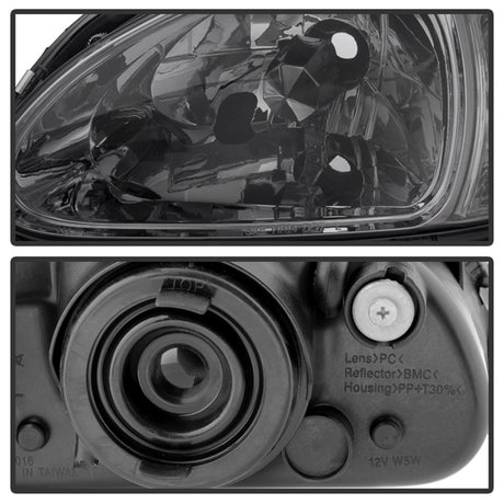 Xtune Honda Del Sol 93-97 1Pc Crystal Headlights Smoke HD-ON-HDEL93-1P-SM - RPL Performance