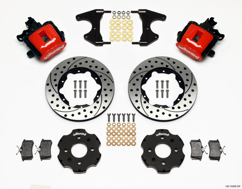 Wilwood Combination Parking Brake Rear Kit 11.00in Drilled Red Civic / Integra Drum 2.46 Hub Offset - RPL Performance