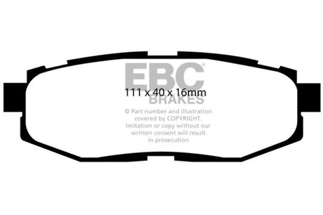 EBC 12+ Scion FR-S 2 Yellowstuff Rear Brake Pads - RPL Performance