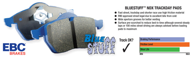 EBC 00-04 BMW M5 5.0 (E39) Bluestuff Front Brake Pads - RPL Performance