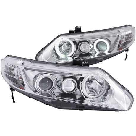 ANZO 2006-2011 Honda Civic Projector Headlights w/ Halo Chrome (CCFL) - RPL Performance