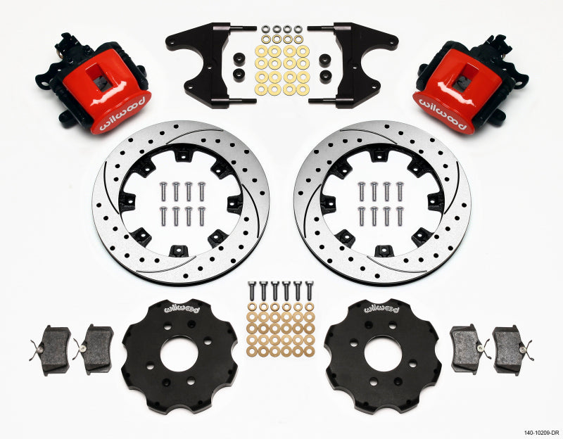 Wilwood Combination Parking Brake Rear Kit 12.19in Drilled Red Civic / Integra Drum 2.46 Hub Offset - RPL Performance