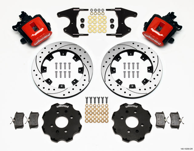 Wilwood Combination Parking Brake Rear Kit 12.19in Drilled Red Civic / Integra Drum 2.46 Hub Offset - RPL Performance