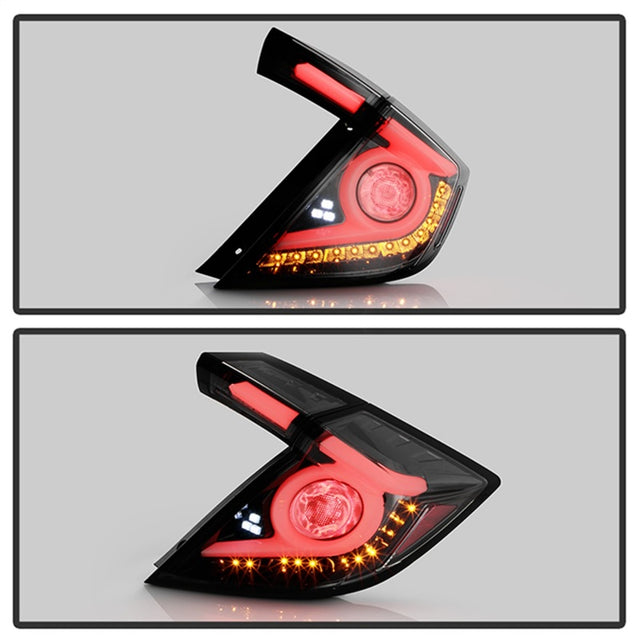 Spyder 16-19 Honda Civic 5 Door Hatchback Light Bar LED Tail Lights - Black Chrome(ALT-YD-HC16HB-BC) - RPL Performance