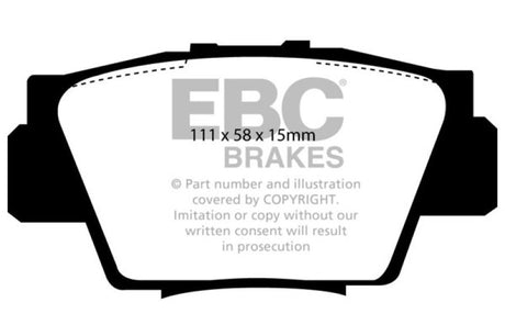 EBC 91-96 Acura NSX 3.0L Bluestuff Rear Brake Pads - RPL Performance