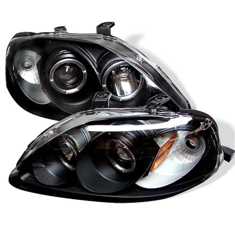 Spyder Honda Civic 99-00 Projector Headlights LED Halo Black High H1 Low H1 PRO-YD-HC99-AM-BK - RPL Performance