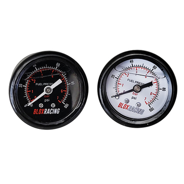 BLOX Racing Liquid-Filled Fuel Pressure Gauge 0-100psi (Black Face)