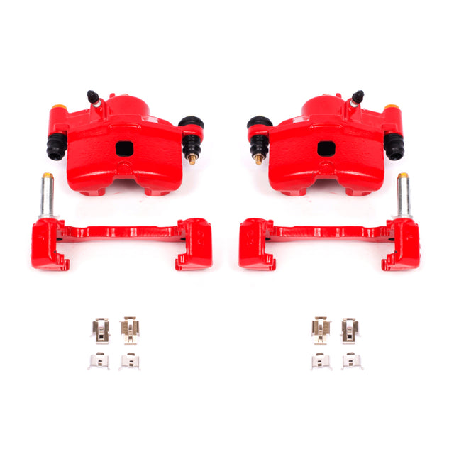 Power Stop 90-00 Honda Civic Front Red Calipers w/Brackets - Pair - RPL Performance