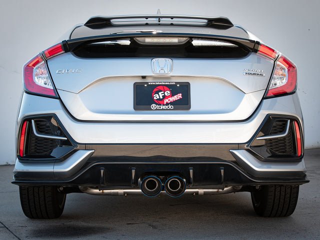 aFe Takeda 3in 304 SS Cat-Back Exhaust System w/Blue Flame Tips 17-20 Honda Civic Sport L4-1.5L (t) - RPL Performance