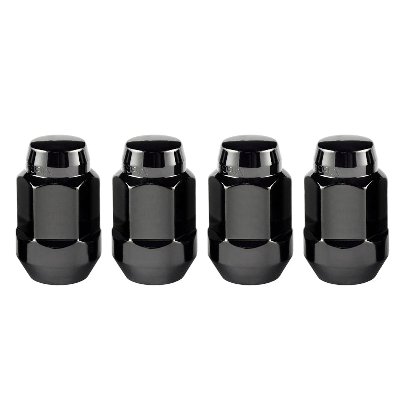 McGard Hex Lug Nut (Cone Seat Bulge Style) M12X1.5 / 3/4 Hex / 1.45in. Length (4-Pack) - Black - RPL Performance