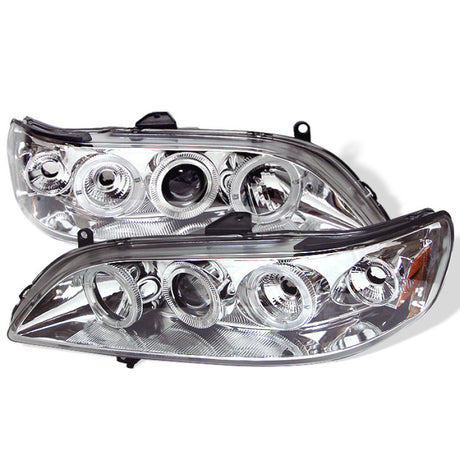 Spyder Honda Accord 98-02 1PC Projector Headlights LED Halo Amber Reflctr Chrm PRO-YD-HA98-AM-C - RPL Performance