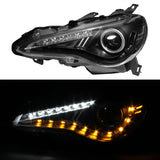 Spyder Scion FRS 12-14 Projector Headlights DRL LED Black PRO-YD-SFRS12-BK - RPL Performance