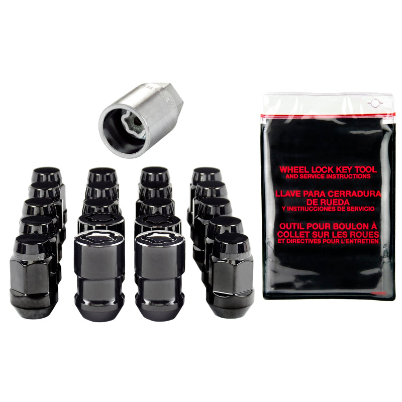 McGard 5 Lug Hex Install Kit w/Locks (Cone Seat Nut / Bulge) M12X1.5 / 3/4 Hex / 1.45in. L - Black - RPL Performance