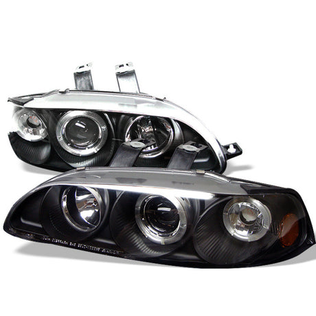 Spyder Honda Civic 92-95 2/3DR 1PC Projector LED Halo Amber Reflctr Blk PRO-YD-HC921P-23D-AM-BK - RPL Performance