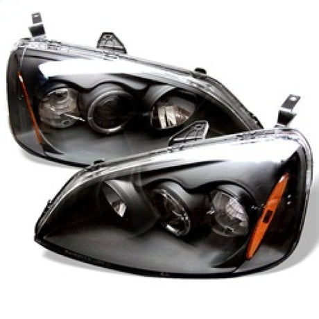 Spyder Honda Civic 01-03 2/4DR Projector Headlights - LED Halo Amber Reflector Blk PRO-YD-HC01-AM-BK - RPL Performance