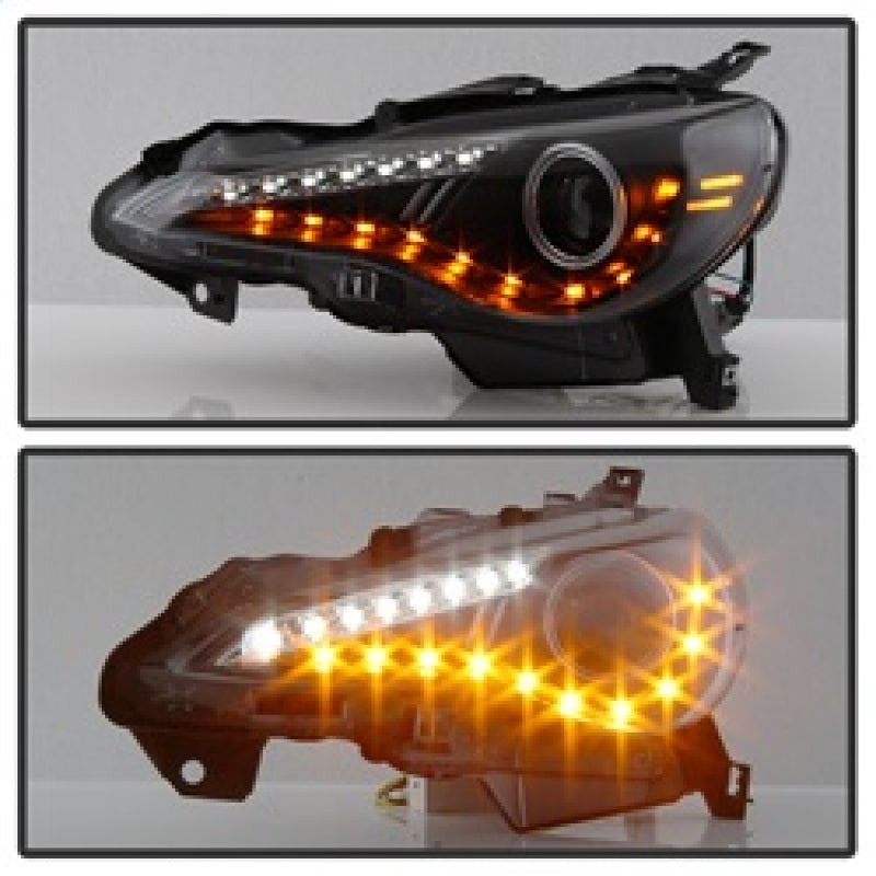 Spyder Scion FRS 12-14 Projector Headlights DRL LED Black PRO-YD-SFRS12-BK - RPL Performance