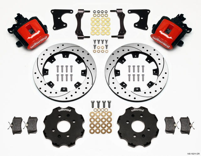 Wilwood Combination Parking Brake Rear Kit 12.19in Drilled Red Civic / Integra Drum 2.71 Hub Offset - RPL Performance