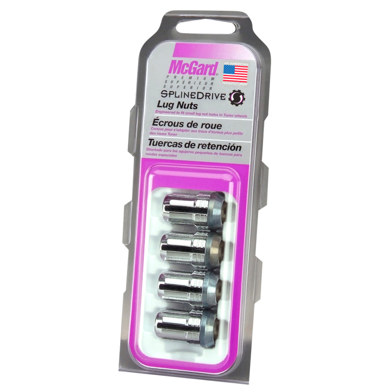 McGard SplineDrive Lug Nut (Cone Seat) M12X1.5 / 1.24in. Length (4-Pack) - Chrome (Req. Tool) - RPL Performance