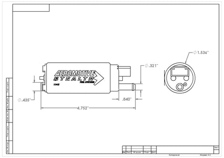 Aeromotive 340 Series Stealth In-Tank E85 Fuel Pump - Offset Inlet - Inlet Inline w/Outlet - RPL Performance