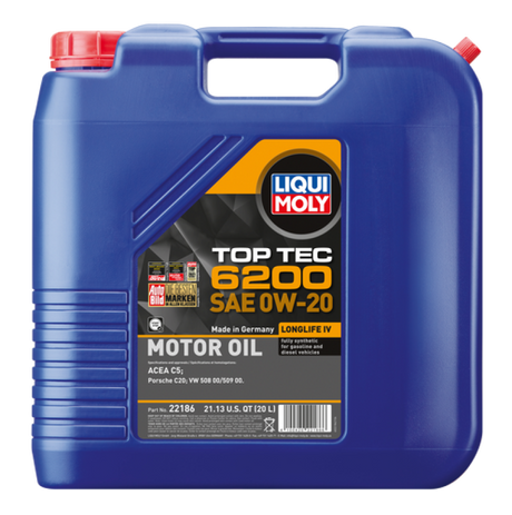 LIQUI MOLY 20L Top Tec 6200 Motor Oil SAE 0W20 - RPL Performance