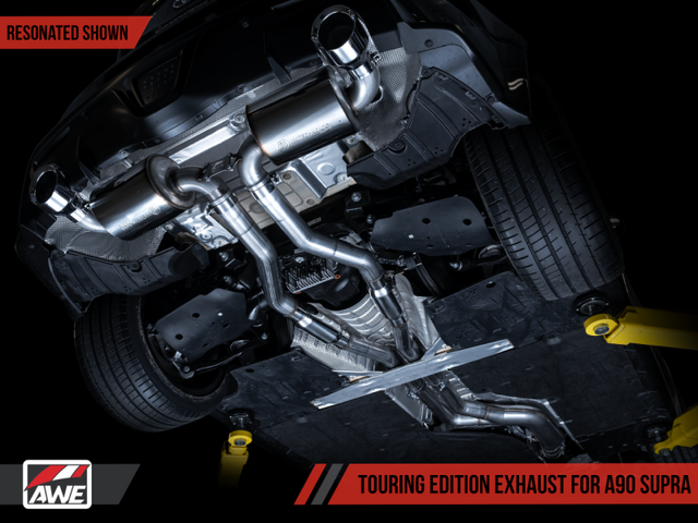 AWE 2020 Toyota Supra A90 Resonated Touring Edition Exhaust - 5in Diamond Black Tips - RPL Performance