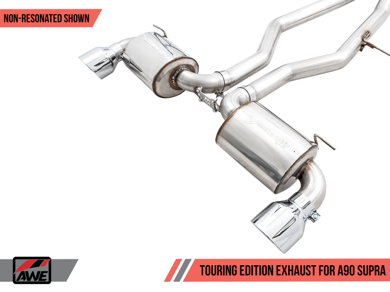 AWE 2020 Toyota Supra A90 Non-Resonated Touring Edition Exhaust - 5in Chrome Silver Tips - RPL Performance